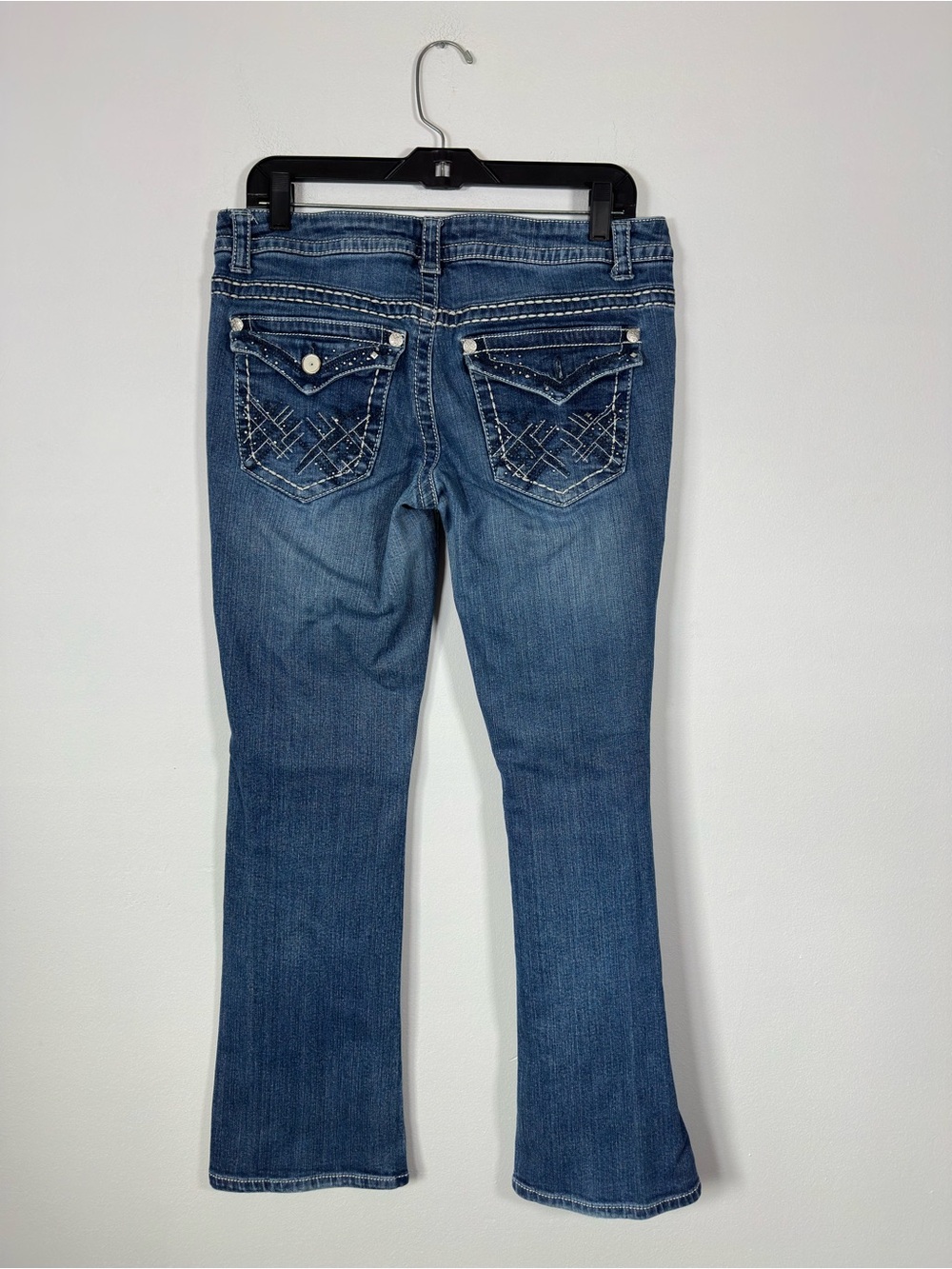 Paisley Sky Y2K Embroidered Bootcut Jeans Thick Stitch Wide Leg Flare‎ Size 10